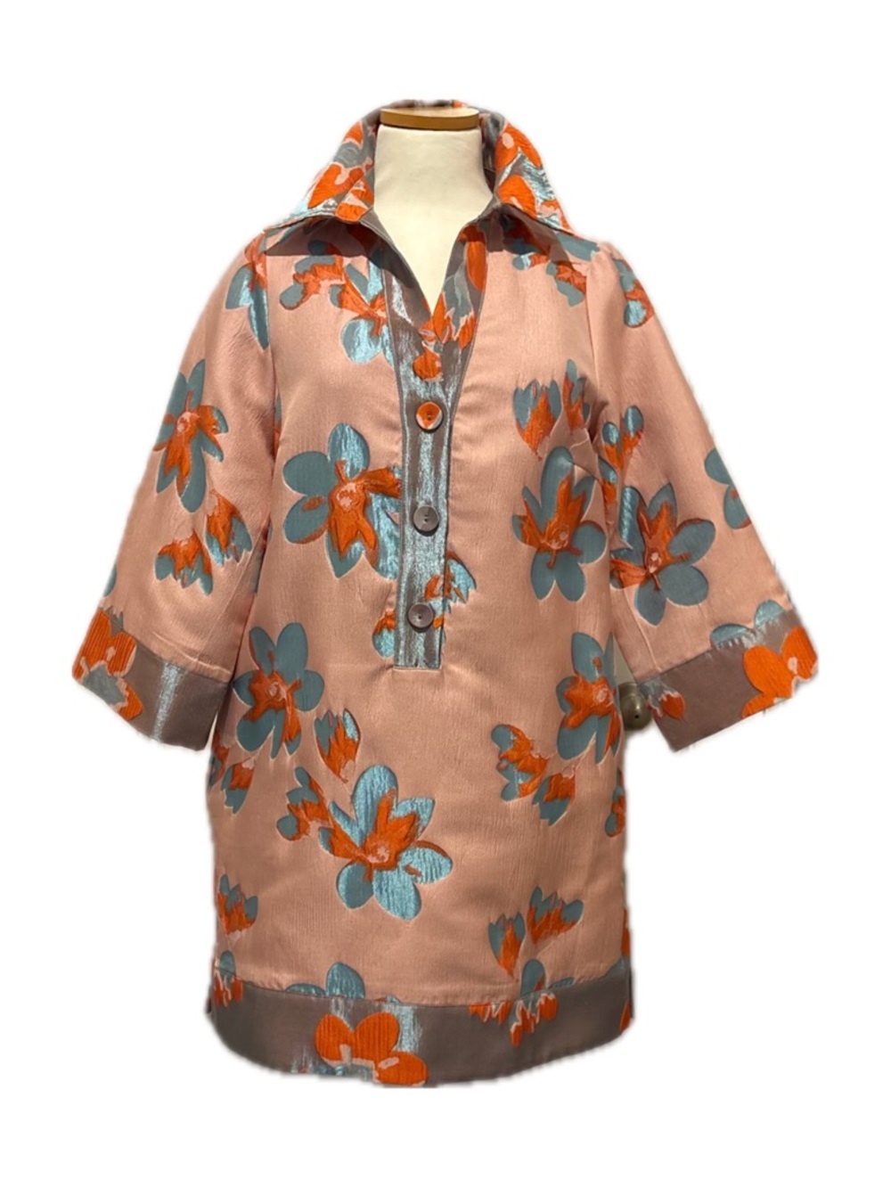 Abbey Glass Metallic Jacquard Caftan/Tunic - Small
